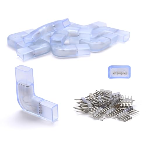 DELight 10pcs L Shape Pin Connectors Accessories with Pin 7x14mm RGB Neon Rope Lightht