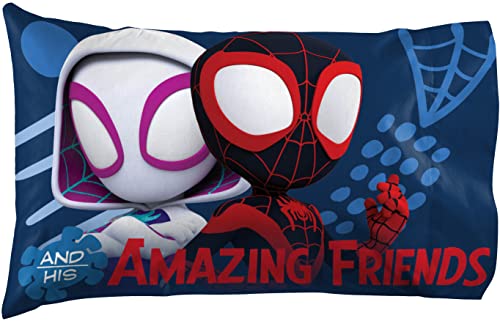 Image of Jay Franco Kids Sheet Set with Fitted, Flat Sheets & Pillow Cover - Ultra-Soft Bedding with Pillowcase for Room Decor, White - Spidey & Friends, 4 Piece Full