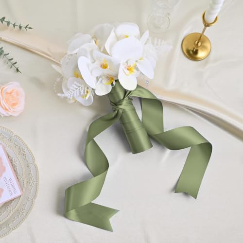 Image of Double Face Spring Moss Satin Ribbon 2 inch X 25 Yards Polyester Spring Moss Ribbon for Gift Wrapping Very Suitable for Weddings Party Hair Bow Invitation Decorations and More