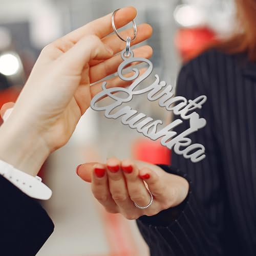 Image of Customized Name Key chain valentine gift Durable Steel 2.5Mm Thick Steel Keychain with Custom Name Keyring & Keychain Split Ring for Office, Home Key
