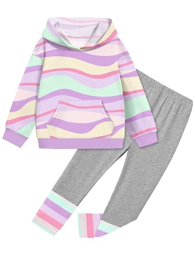 Toddler Girl Clothes Tie-Dye Stripe Color Block Toddler Girls Clothes Little Girls Kids 2pcs Outfits Hoodie Leggings