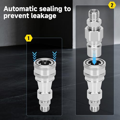 Image of 2Pcs M14 M16 Hydraulic Quick Connect for Agt Mini Excavators, Metric Hydraulic Fittings, M14 Female to M16 Male, M14 to M16 Hydraulic Adapter with 4 Metric Fittings 4 Female Fittings