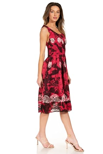 Image of Sakkas Alba Women's Off The Shoulder Smock Ruffle Midi Dress Tie Dye & Embroidery