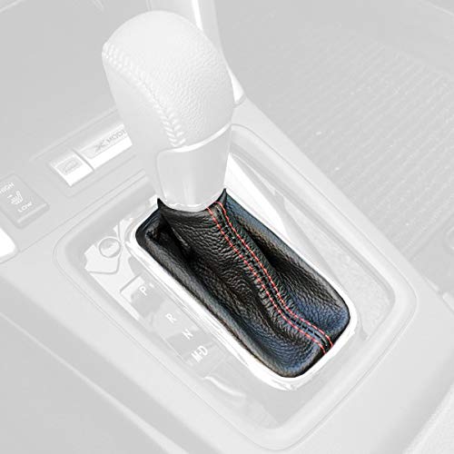 RedlineGoods Shift Boot - CVT Transmission Compatible with Subaru WRX/STI 2015-21. Tailor Made - not Universal. Genuine top-Grade Italian Black Leather with Red Thread