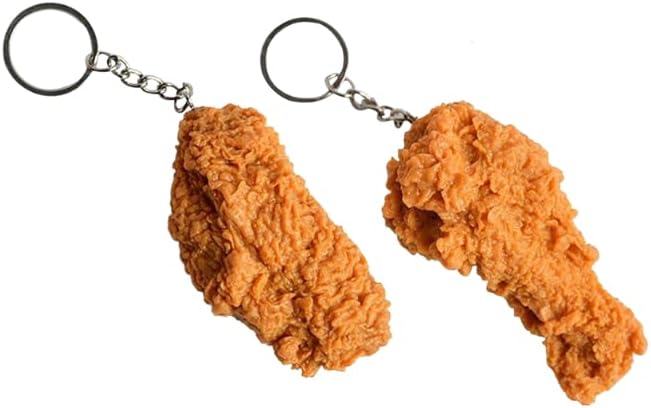 tenghong2021 Imitation Food Keychain Fried Chicken Leg Nuggets Wing Creative Keyring Fun Cute Handbag Purse Car Accessories