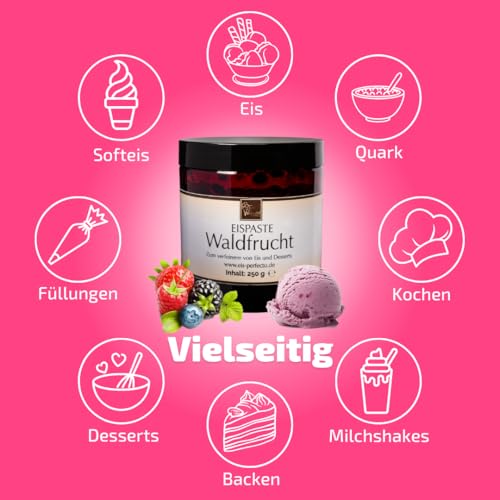 Waldfrucht-Eispaste für fruchtiges aromatisches Eis » Auch zum Verfeinern von leckerem Eis, Desserts, Getränke, Pralinen Torten und vielem mehr » Inhalt 250 g – Bild 5