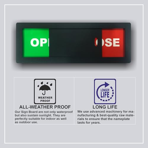 Image of Open Close Slider Privacy Signage Board for Business Door - Self Adhesive and Double Tape for Any Surfaces Material: Acrylic, Black