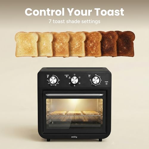 Image of SMIRLY 6-in-1 Air Fryer Toaster Oven Combo, 27QT Toaster Oven - Black
