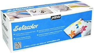 PEBEO Setacolor Shimmer Fabric Paint Set, Cardboard Box of 10 Assorted 45-Milliliter Jars,