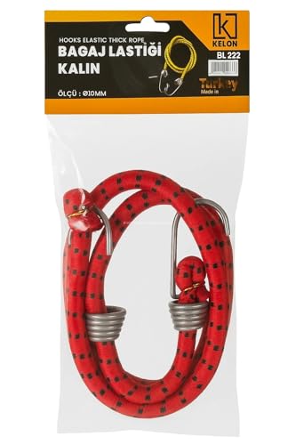 Bagaj Lastiği ve Gergisi, Elastik Halat, Kancalı, 10 mm Kalınlık, 100 cm, Kırmızı, Güçlü Çekiş, Dayanıklı ve Esnek