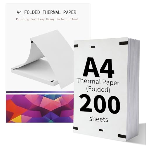 (200 Blatt) Thermopapier A4 Schnelltrocknendes Thermopapier A4 210 x 297mm Kompatibel mit den Meisten Thermodruckern BPA-frei Geeignet für Dokumenten- und Web-Thermodrucker