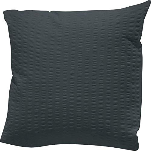 Erwin Müller Kissenbezug, Kuschelkissenbezug, Kissenhülle Seersucker Uni Serie Rosenheim anthrazit Größe 40x40 cm - pflegeleicht, bügelfrei, mit Reißverschluss