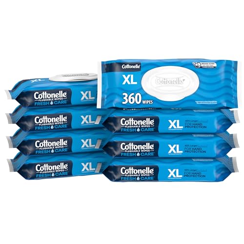 Cottonelle XL Flushable Wet Wipes, Adult Wipes Large, 8 Flip-Top ...
