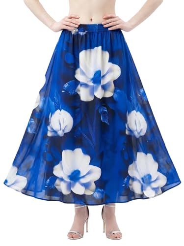 Image of VAGISHA Women's 4-Metre Flared Long Skirt | Skirts for Women Long Length | Long Skirts for Girls | Ethnic & Boho Printed Wear with Elastic Waist | Perfect for Party, Festive & Casual Look