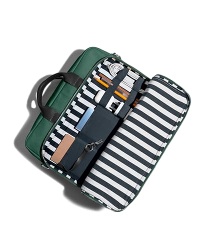 Image of DailyObjects 100% Cotton Canvas Commute Laptop Messenger Bag for Men & Women | Travel Shoulder Handbag With Trolley Sleeve | Metal Zip Closure | Leather Handles | Padded Laptop Compartment For 14 inch