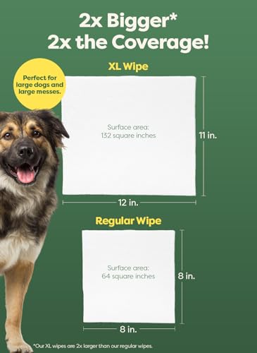 Image of Earth Rated XL Pet Wipes for Dogs & Cats, 3-in-1 Unscented Hypoallergenic Cleaning, Deodorizing and Hydrating Extra Large Grooming for Body, Paws and Butt, Unscented, 60 Count (Pack of 2)