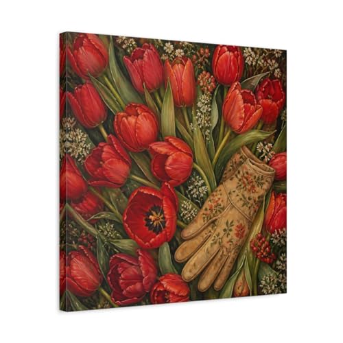 Tableau tulipes rouges sur toile premium avec châssis de 3cm