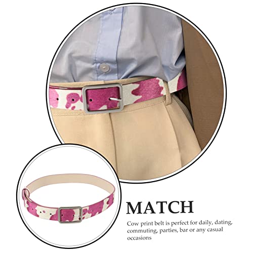 Healifty Adjustable Cow Print PU Leather Belt for Women Waist Fashionable Western Style Cowgirl Belt for Jeans and Pants Lightweight Animal Print Accessory4