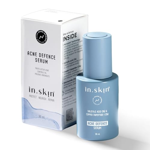 Image of in.skin Anti Acne 3% Niacinamide,1% Salicylic Acid Face Serum | Reduce Active Acne, Controls Oil & Reduce Pimples Dark Spots | Nanoplex Technology | All Skin Types | For Men & Women - 30 ML