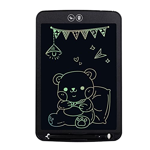 LCD Colorful Writing Tablet, 12 Inch Magnetic Digital Ewriter with Stylus, Electronic Graphic Tablets with One-Click Erasure & Partial Erase Drawing Tablet for Black 3+