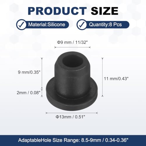 Image of MECCANIXITY 8pcs T-Shaped Silicone Plugs 9mm 11 /32 inch Dia Snap in Plug