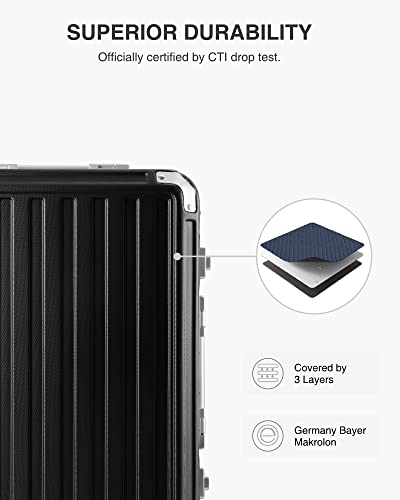 Luggex Luggage Sets 2 Piece With Aluminum Frame - 100% Pc No Zipper Suitcase With Spinner Wheels - 4 Metal Corner Hassle-Free Travel (Aluminum Luggage Set) #TOP3