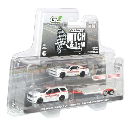 Greenlight 1/64 2018 Dodge Durango con Remolque y Dodge Challenger miniatura 2