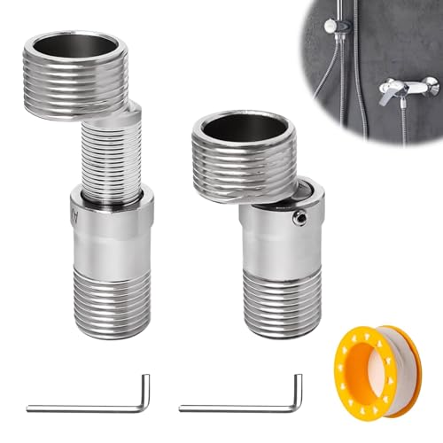 Sxutop 2 Piezas Excentricas Grifo Extensible Adaptador de Grifo de Esquina 360° Ajustable Pie Curvado Angular Grifo Curvado en Ángulo de Acero Inoxidable para Cocina y Baño(Estilo Largo)