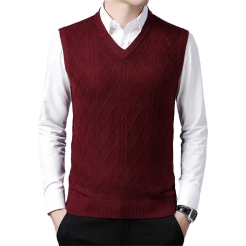 Dcvmvmn Men's Autumn And Winter Wool Vest Business Casual V-Neck Sleeveless Knit Sweater Vest