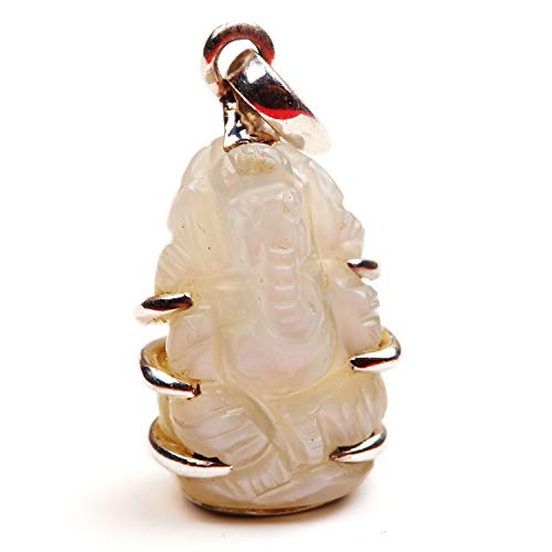 Pendentif pierre de lune naturelle Ganesh argent 925 anti-stress