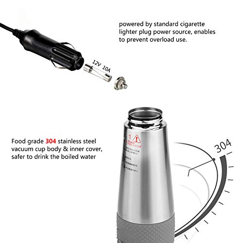 Tetera Eléctrica para Auto 12V Acero Inoxidable 350ml Gris miniatura 4