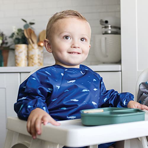 Image of Tiny Twinkle Long Sleeve Bib for Babies & Toddlers | Waterproof Smock Bib for Eating | Machine Washable & Mess-Proof Feeding Essentials | Newborn Shower Gift (Ocean Life, 6-24M)