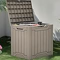 YITAHOME Outdoor Resin Storage Box 31 Gal, Water-resistant Patio Deck Box Outdoor Storage Box for Pillows, Garden Equipment, Securely Lockable, Light Brown