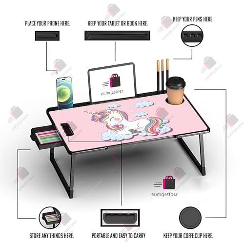 Image of TER Office Table for Home /Writing Desk for Office /Folding Table for School /Folding Study Table /Work from Home -Multipurpose Table-> (B-Unicorn COTTED)