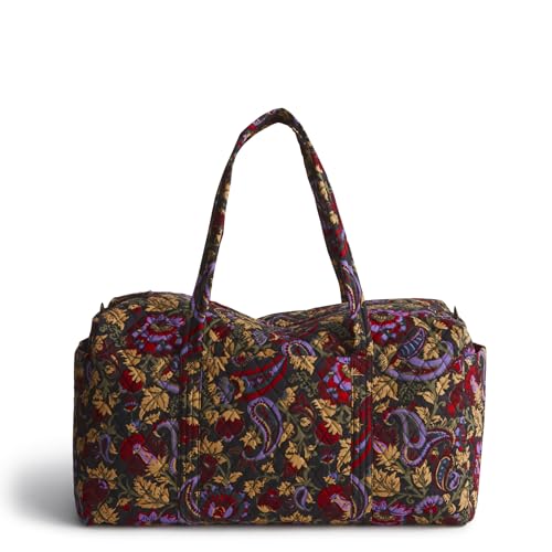 Image of Vera Bradley Women's Large Original Duffel Bag-Premium Cotton Travel, Iconic Paisley Green Jacket, One Size