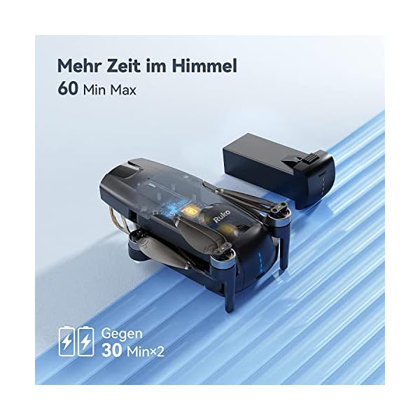Ruko F11MINI Drohne mit Kamera 4K, Drohne unter 250g,2 Akkus 60 Min Flugzeit für Anfänger und Erwachsene, 5GHz WiFi, 2.7K/25fps FPV Vedio, Faltbar, GPS Automatische Rückkehr, Mir folgen, Wegpunkte – Bild 5