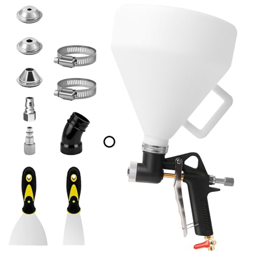 Texture Drywall Sprayer with 1.5 Gallon Hopper Includes 3 Nozzles (4.0/6.0/8.0 mm) Texture Drywall Hopper Paint Sprayer for Knockdown PopcornWall Ceiling Patch Works Elbow Hose Included (Black)
