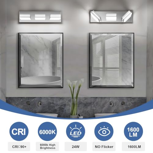 Image of Modern LED Stainless Steel Chrome Acrylic Bathroom Lights Fixtures 3-Light
