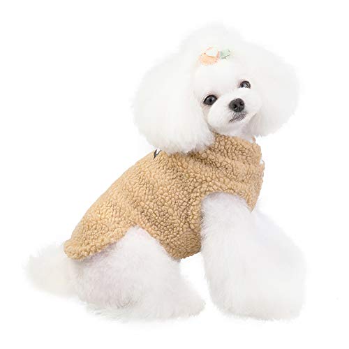 SMALLLEE_LUCKY_STORE Pet Soft Sherpa Fleece Jumper Vest Jacket for Small Dogs Cats Sleeveless Winter Coat Cozy Warm Puppy Yorkie Chihuahua Clothes,Light Brown S - Image 2