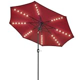 Patio Watcher 10 Feet Patio Umbrella 40 LED Lighted Solar Umbrella with Push Button Tilt and Crank,...