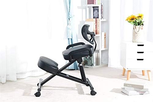 Kneeling Chair, Correct Sitting Posture Lumbar Support Chair Orthopaedic Stool Posture Frame PU Leather Seat Height Adjustable Stool Kneeling With Back Promote Good Posture For Office Home Capacity Ha
