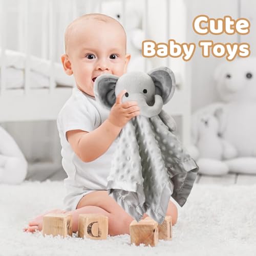 Pro Goleem Elephant Loveys for Babies Soft Security Blanket Baby Snuggle Toy Stuffed Animal Blanket Baby Boy Gift for Infant and Toddler Gray 16 Inch