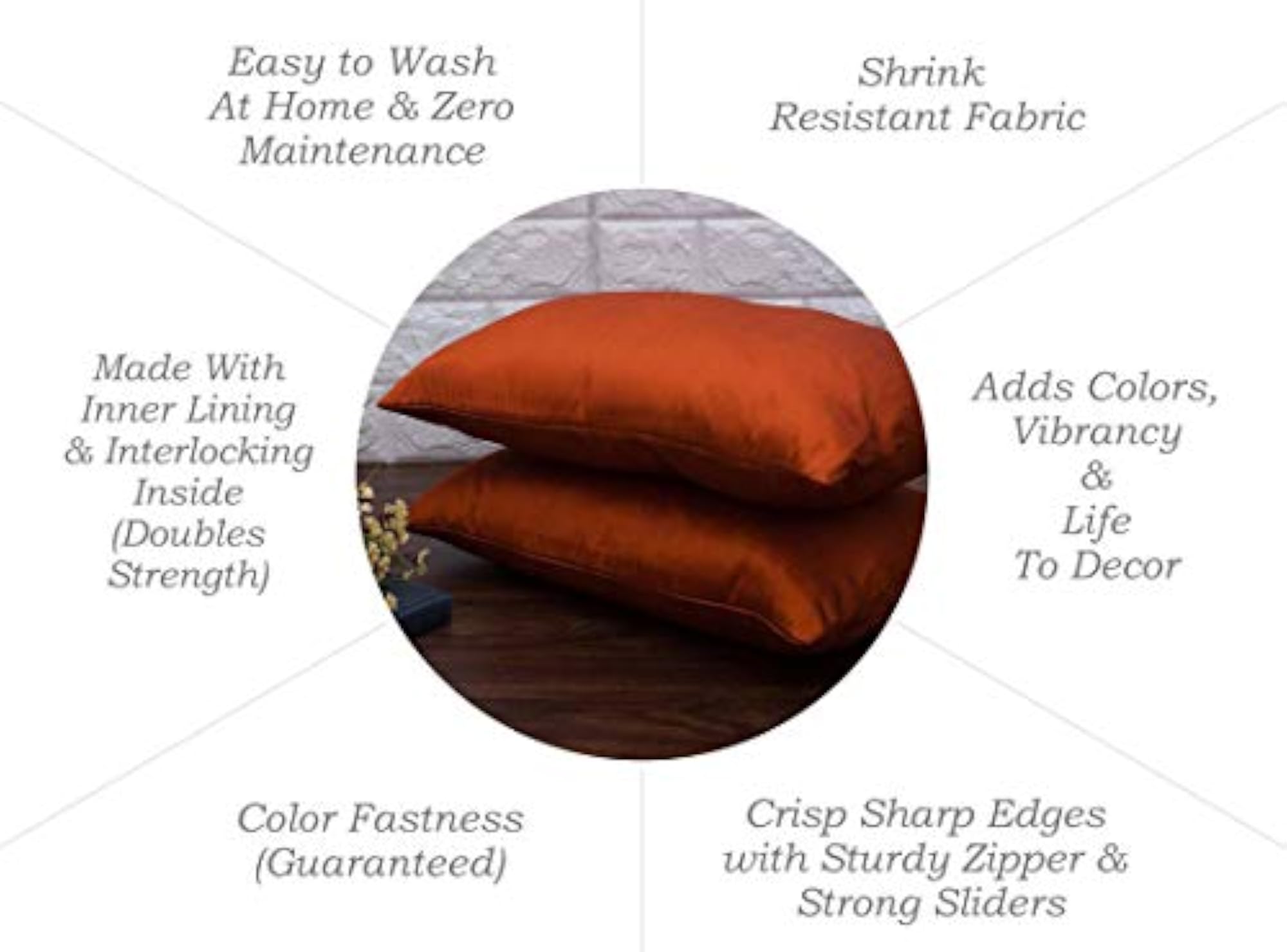 Red Brown Solid Long Rectangular Cushion Covers Set of 2