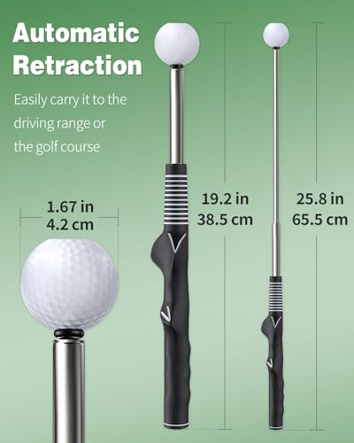 GreenHaven Retractable Golf Swing Training Aid, Golf Swing Trainer Right-Handed Golf Grip Trainer for Warm-up & Indoor Practice, Strength and Tempo Training Rod, Golf Accessories for Men - Thumbnail 6