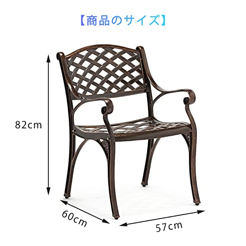アルミ鋳物 ガーデンチェア 2脚 エレガント ガーデンファニチャー アルミガーデンチェア 軽量 背もたれ付き キャンプチェア アウトドア 庭 バルコニー テラス 屋外家具、簡単な組み立 (Color : チェア2脚) 3枚目