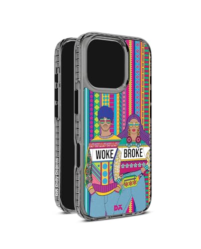 Image of DailyObjects Case for iPhone 16 Pro Max Compatible with Mag-Safe Wireless Charging, Stride 2.0 Woke Broke Couple Slim Shockproof Back Cover with Inner Magnetic Ring