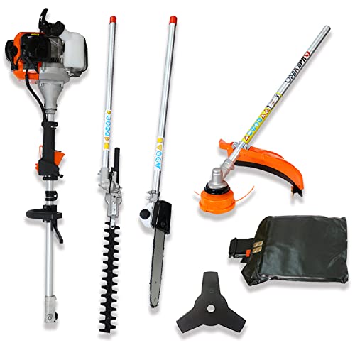 New 4 in 1 Multi-Functional Trimming Tool, 33CC 2-Cycle Garden Tool System with Gas Pole Saw, Hedge ...