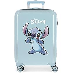 Maletas Baratas Disney Stitch Naughty Make a Face Maleta de Cabina Azul 38x55x20 cms Rígida ABS Cierre de combinación Lateral 34L 2 kgs 4 Ruedas Dobles Equipaje Mano