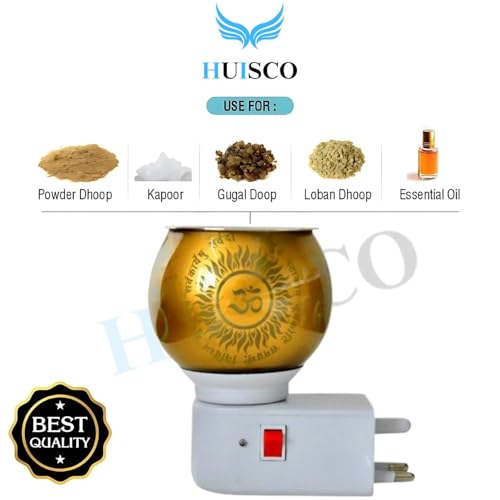 Image of Glass Kapoor Dani, Electric Camphor Diffuser Ganesh Ji Om Kapoor Burner | Multipurpose Incense Holder |Aroma Dhoop Dani|Camphor Burner Diffuser | Electrical Night Lamp for Home, Office, Temple