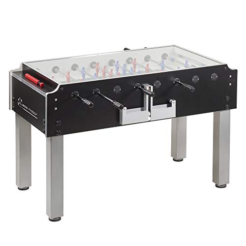 Piano in vetro temperato e campo da gioco in vetro sabbiato; Mobile: MDF resistente da 25 mm;
